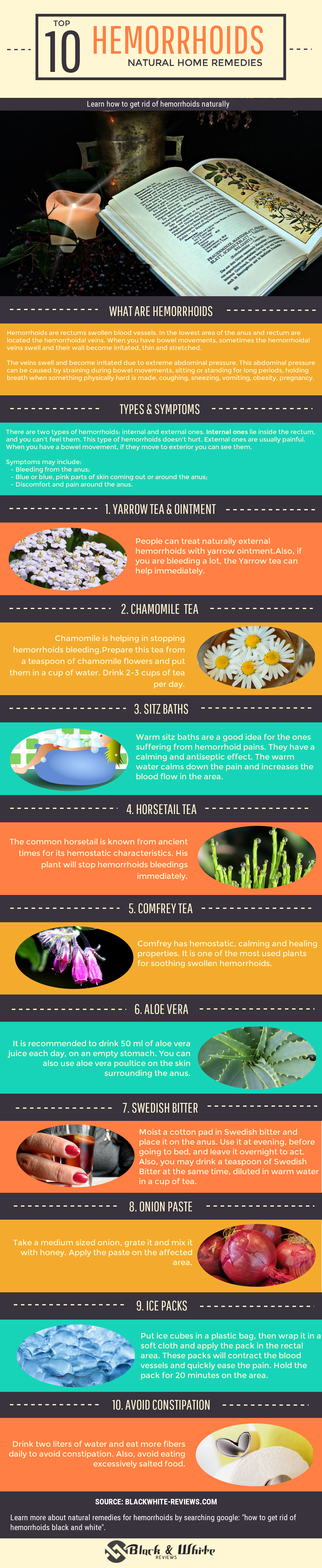 top 10 home remedies for hemorrhoids - infographic
