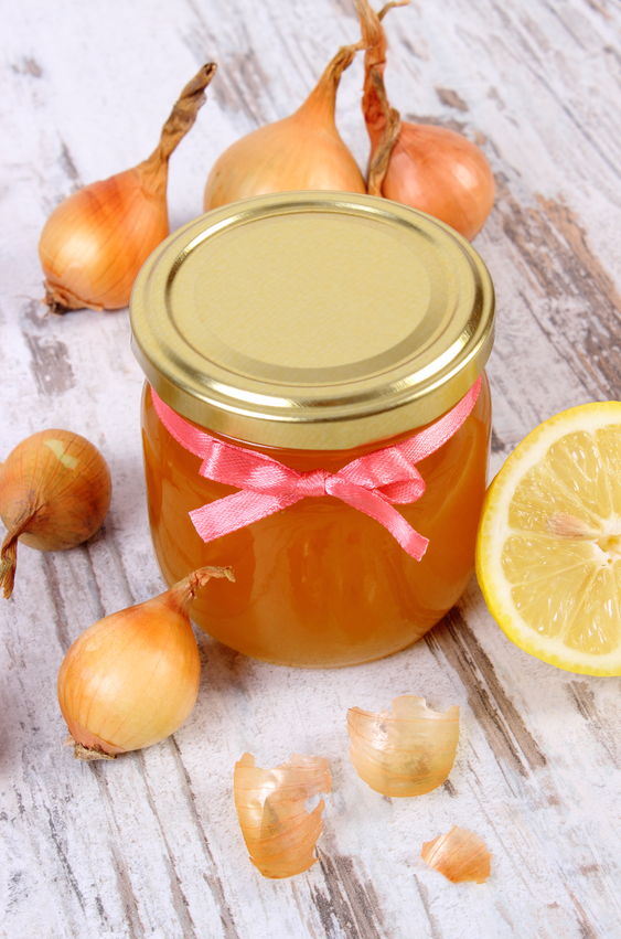 onion, honey and lemon tea for dry coughs